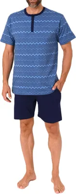 Produktbild von Normann Herren kurzarm Shorty Schlafanzug Pyjama in eleganten Design – auch in Übergröße ; marine , 58