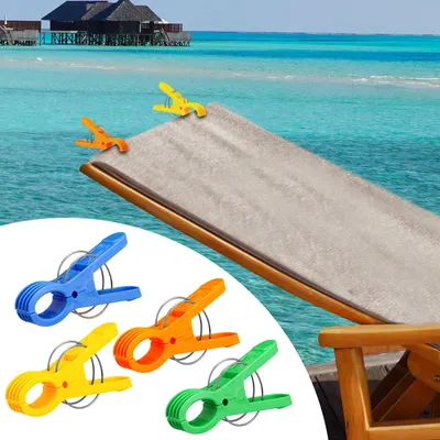 Produktbild von Handtuchclip 4er Set bunt Clips 12cm Klammern Handtuchklammern Wäscheklammern Befestigung