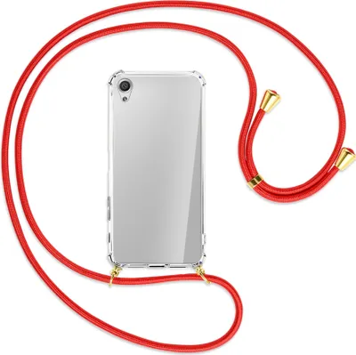 Produktbild von Handykette Backcover-Schutzhülle mit Band (Metall goldfarben) für Sony Xperia X Performance - rot