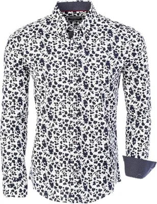 Immagine prodotto di Camicia firmata CARISMA, nuova di zecca, bianca con motivo floreale, modello CRM8417 L