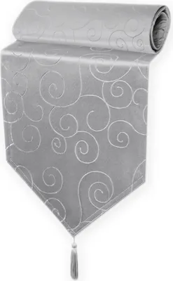 Produktbild von Tischläufer 33x210 cm Silber Damast Ornamente klassisch Tischdecke Läufer spitz zulaufend