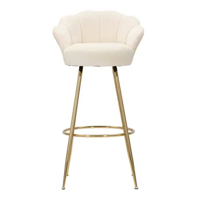 Produktbild von Barhocker Küche mit Blumenlehne, goldene Beine, h90cm Vienna - Creme