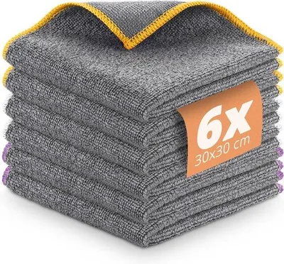 Produktbild von Famanu Mikrofasertücher 6er Set - Plüschfrei und absorbierend, 30 x 30 cm
