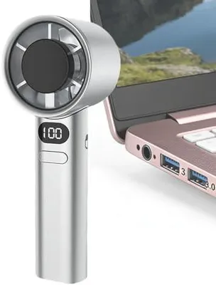 Produktbild von Tragbarer Ventilator, wiederaufladbar, 120 Geschwindigkeiten, verstellbar, leise, persönlicher Ventilator, für Sommer, Büro, Zuhause, Pendeln, Schule, Reisen, Camping, Wandern, Wandern