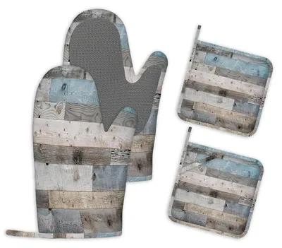 Produktbild von 4er-Set Ofenhandschuhe und Topflappen Hitzebeständig Silikon Rutschfest Küche Backen Grillen