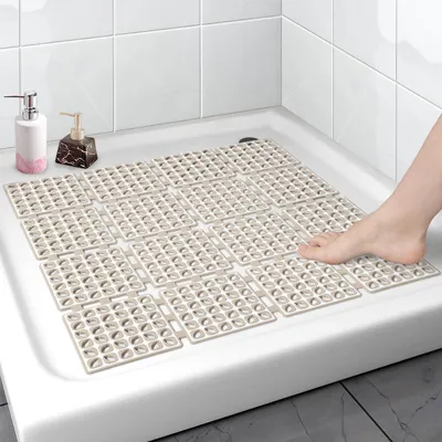Obrázek produktu pro Protiskuzová podložka pod sprchu, 60x60 cm, barva khaki, bez BPA, lze stříhat, odolná proti plísním
