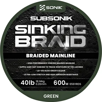 Produktbild von Sonik Subsonik Sinking Braid 40lb 0,20mm - 600m geflochtene Angelschnur