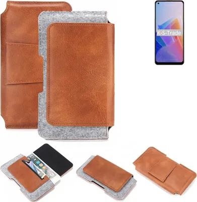 Produktbild von K-S-Trade Handyhülle Schutzhülle kompatibel mit Oppo A96 5G Gürteltasche Holster Gürtel Tasche Smartphone Tasche Handy Hülle Polyurethan+ Filz, braun