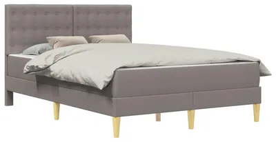 Produktbild von Bettgestell mit Matratze mit Kopfteil Taupe 140 x 200 cm Stoff