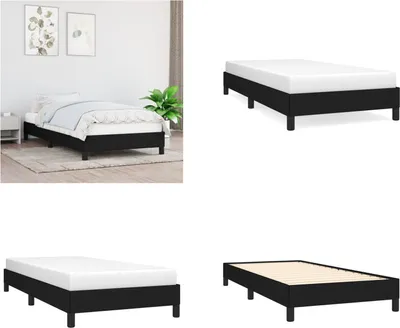 Image de vidaXL Cadre de lit noir 90x200 cm Tissu - Cadre de lit - Cadre de lit - Lit