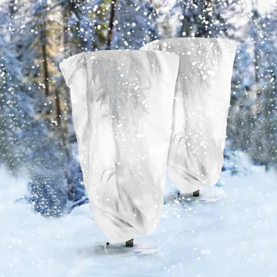 Image de Protection hivernale pour plantes, protection contre le gel, 80 x 100 cm, protection réutilisable contre le gel pour plantes, avec fermeture éclair et cordon de serrage, pour protéger les plantes en pot pendant l'hiver (lot de 2)