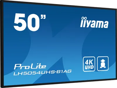 Produktbild von 50" 3840x2160, UHD VA panel,  Haze 25%, 500cd/m2, Landscape and Portrait, Signal FailOver, Speakers 2x 10W, Multiple Inputs (DVI-I (VGA), HDMI 3x), DP-out (MST/Mirror/Tiling), USB 2.0 x2, WiFi, LAN, Media Play USB Port, Control LAN / RS232C, iiSignage2 (CM