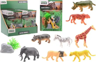 Immagine prodotto di Johntoy Set di gioco con animali selvatici, 10 pezzi su cartoncino