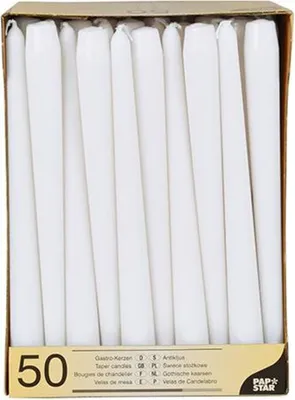 Produktbild von 100 Papstar Leuchterkerzen Ø 2,2 cm, 25 cm weiss 17966