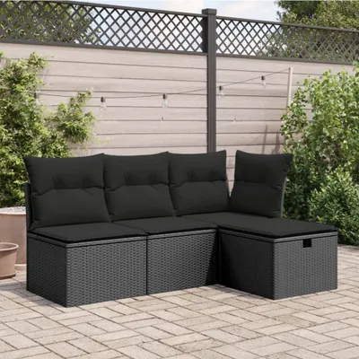 Obrázok produktu pre vidaXL Záhradná stolička s vankúšom čierna 55x55x37 cm Poly ratan