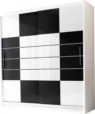 Produktbild von Furniture24 Kleiderschrank Aruba II 203 Schlafzimmer 2 Türiger Schwebetürenschrank Schrank mit Kleiderstange Weiß/Weiß Glas
