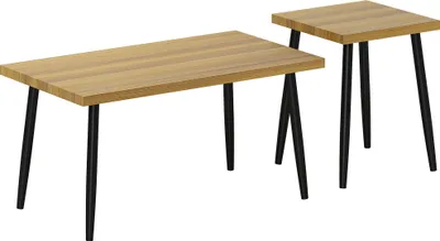 Produktbild von Fortuna Lai Couchtisch 2er Set Beistelltisch mit Stahlrahmen, Wohnzimmertisch Kaffeetisch für Wohnzimmer Schlafzimmer Natur