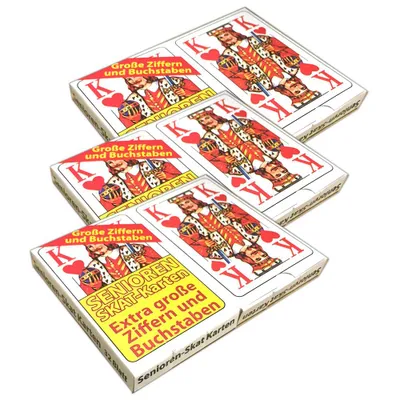 Produktbild von 3 Packungen Senioren-Skat 2x 32 Spielkarten Skatblatt Skatkarten Skatspiel