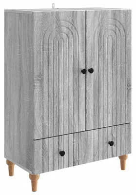 Image de vidaXL Meuble de rangement latéral, Sonoma-gris, 66 x 34,5 x 95 cm, fabriqué en panneaux de particules
