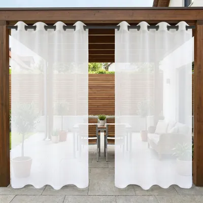 Produktbild von Outdoor Vorhang Transparent mit Ösen, B132xH273cm Wasserdicht Outdoorvorhänge für Balkon Terrasse Garten Pergola Pavillon, 2 Stück