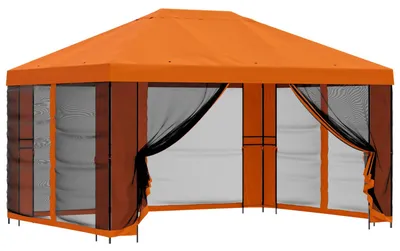 Image de Abri de jardin avec parois 4 × 3 m Orange Polyester et Acier
