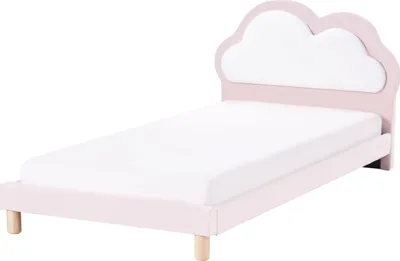 Zdjęcie produktu dla BELIANI Łóżko różowe z białym welurowe tapicerowane 90 x 200 cm ze stelażem nowoczesne do sypialni pokoju dziecięcego