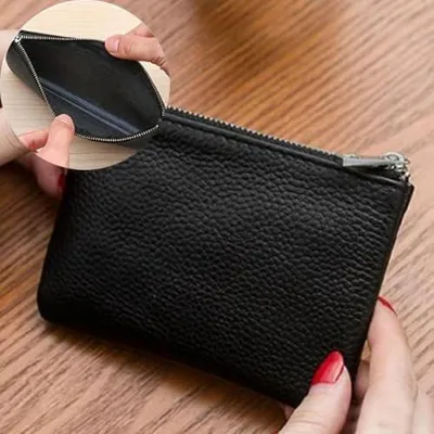Produktbild von 2 kleine Portemonnaies für Damen, Mini-Geldbörsen mit Münzfach, Münzbeutel und Schlüsseletui, Mini-Geldbeutel für Damen (Schwarz)