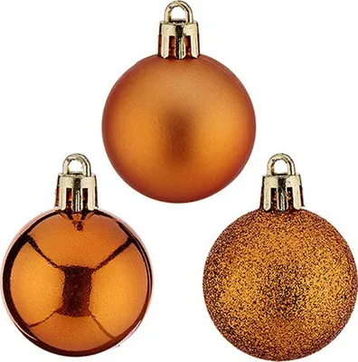Image de Boules de Noël de ø 4 cm 12 pcs. Plastique orange 4 x 5 x 4 cm