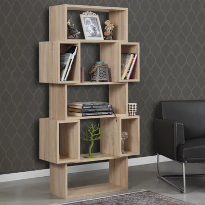 Image de Skye Decor, Box - Light Oak, bibliothèque, chêne clair, panneaux de particules 100 % mélaminés, 84 x 30 x 160 cm
