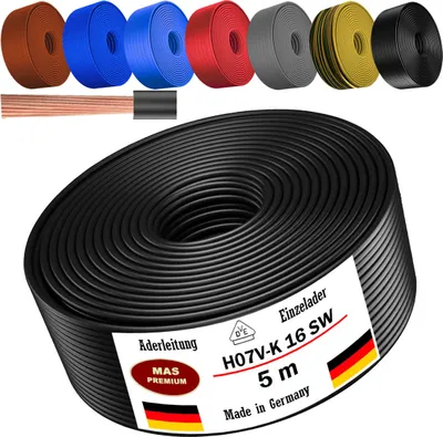 Obrázok produktu pre 5m žilový kábel H07 V-K SW 1x16 mm² čierny Jednožilový flexibilný