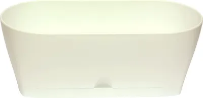 Produktbild von Ovaler Blumenkasten Beige mit Wasserauffangschale für Balkon & Garten Weiß