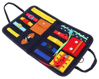 Obrázek produktu pro Busy Board Tmavě modrý filc Montessori Smyslová hračka Autismus Pedagogické pomůcky Dětské výukové pomůcky