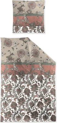 A flat lay of a bedding set, folded and arranged to show the pattern.