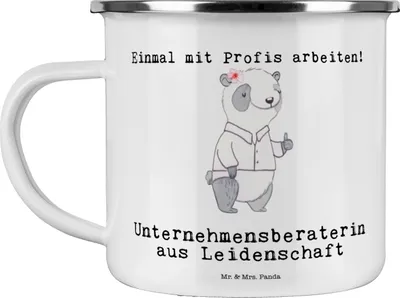 Produktbild von Mr. & Mrs. Panda Pott Unternehmensberaterin Leidenschaft - Weiß - Geschenk, Teetasse, Tasse Emaille, Haferl, becher