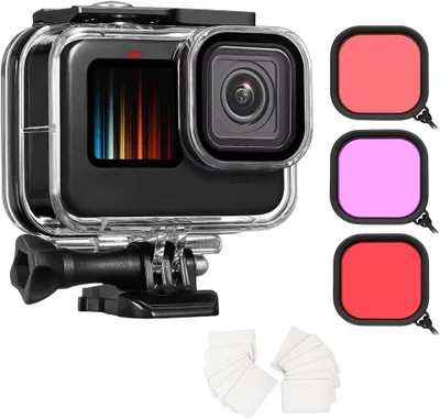 Imagen del producto de Carcasa submarina para GoPro Hero 13/12/11/10/9, resistente al agua hasta 45 metros, accesorio para buceo