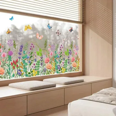 Produktbild von Selbstklebende Fensterbilder für den Frühling mit Schmetterlingen und Blumen