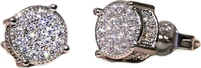 Produktbild von 1 Paar Ohrstecker, geometrischer Zirkonia-Schmuck, funkelnde Vintage-Ohrringe für Hochzeit-Silber