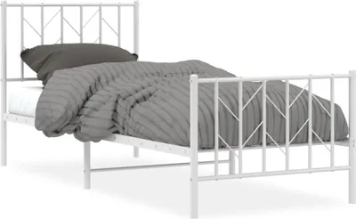 Produktbild von vidaXL Bettgestell mit Kopf- und Fußteil Metall Weiß 80x200 cm