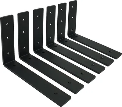Zdjęcie produktu dla Wsporniki półki 25 cm, 6 szt., do 60 kg, stal, czarny, do półek ściennych