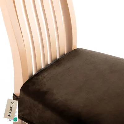 Produktbild von Stuhlhussen 40x40+5 cm Stretch schützender Stuhlbezug Universal Stuhlüberzug Hussen 1 Stück Dunkelbraun
