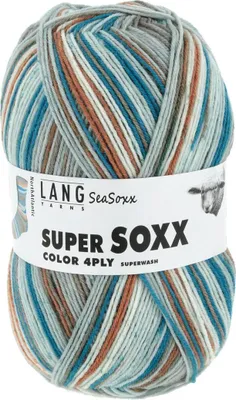 Produktbild von Lang Yarns - Super Soxx Color 4-fach 0414 türkis grau orange