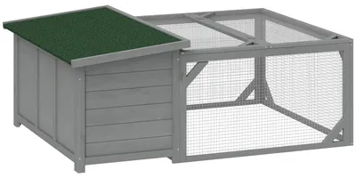Produktbild von PawHut Hasenstall Kaninchenstall aus Holz 125,5x100x49 cm mit aufklappbar Dach
