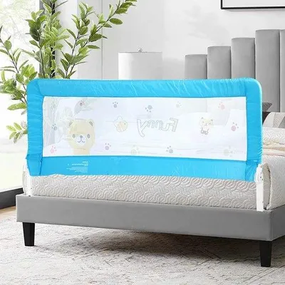 Image de Barrière de sécurité pour lit d'enfant 180 cm, bleue, pliable