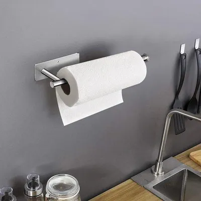 Produktbild von Küchenrollenhalter aus Edelstahl - Wandmontage ohne Bohren