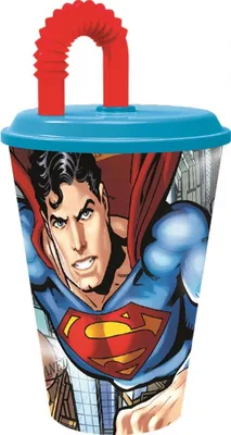 Produktbild von Superman Savior Strohhalmbecher, Kunststoff 430 ml