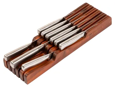 Immagine prodotto di Omgoods - Portaoggetti in legno di acacia per 11 coltelli