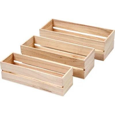 Produktbild von Creativ Company Obstkiste, H: 6,5+7+7,5 cm, L: 22+23,5+25 cm, B: 7+8,5+10 cm, 3 Stück 1 Set