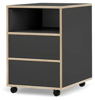 Produktbild von Rollcontainer Tetrix, Anthrazit, 42 x 55 cm mit Regalen und 2 Schubladen