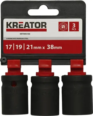 Obrázek produktu pro KREATOR KRT095100 - 3ks nástrčných hlavic 17-19-21mm 1/2"