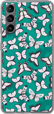 Produktbild von MuchoWow® Handyhülle Schutzhülle Hülle für Telefoonhoesje Samsung Galaxy S21 Mädchen - Schmetterling - Tiere - Muster - Mädchen - Kinder - Kinder Silikon Softcase Handy Hülle - Softcase